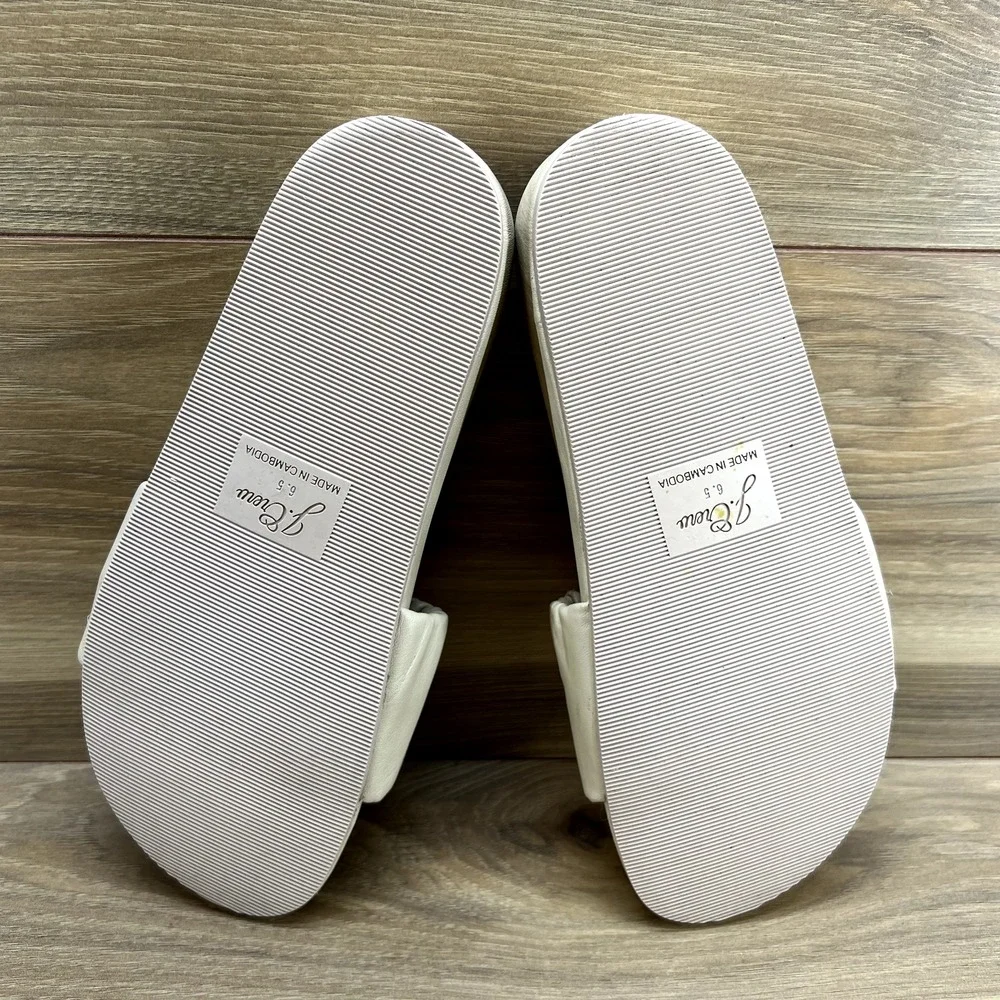 J Crew Slide Sandals‎ 6.5 Tan Pleated Ruched Soft Leather Flats